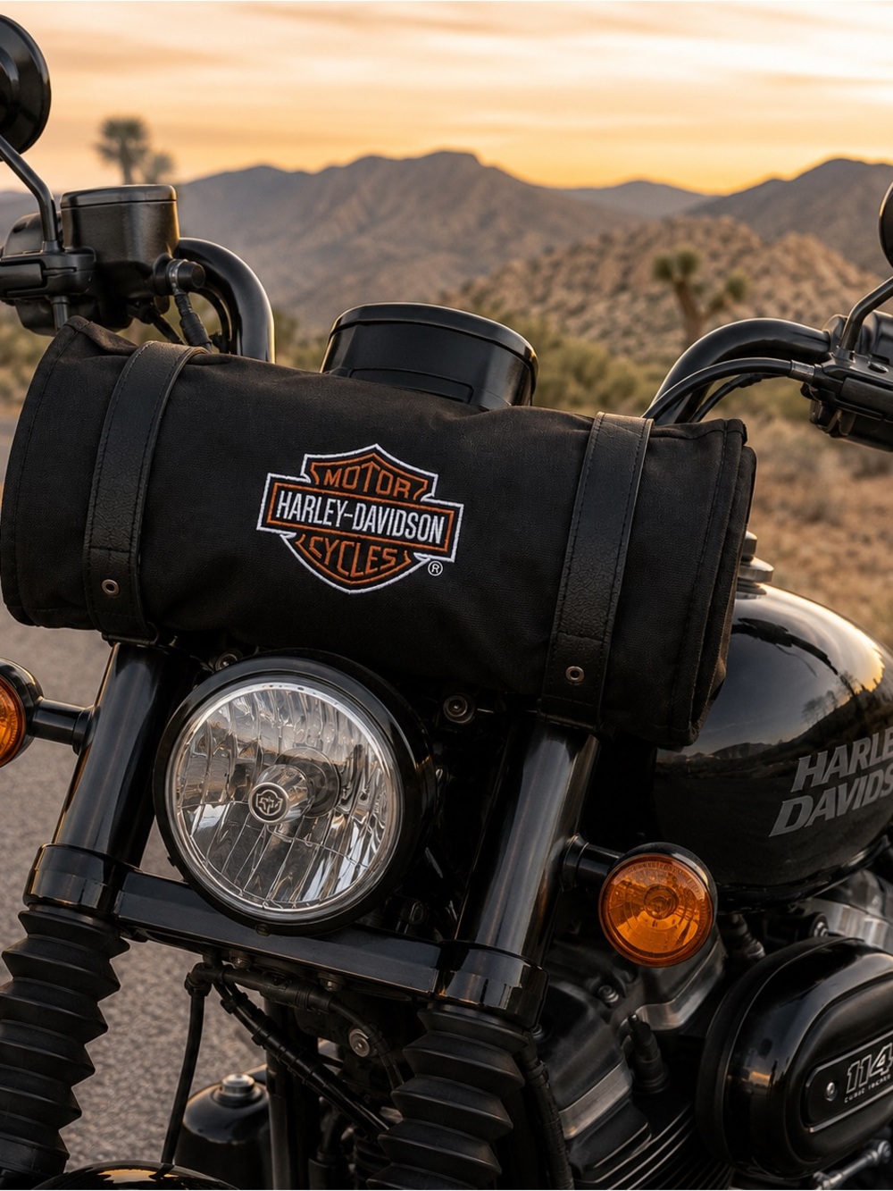Harley-Davidson Black Motorcycle Roll Bag Bar & Shield Travel Luggage Tool Bag